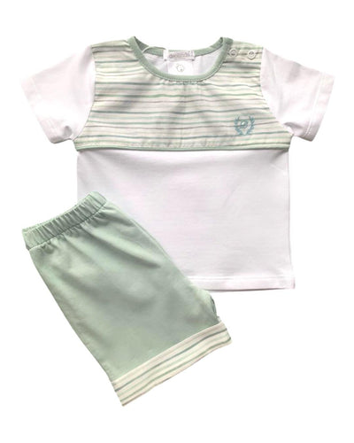 Pale Green and White 2-Piece Short Set