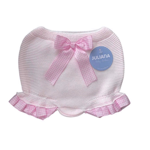 Pale Pink & White Gingham Check Knitted Bloomers