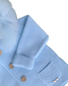 Unisex blue Fur Knit Coat