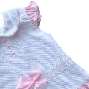 Girls Pink & White Gingham Dress Set