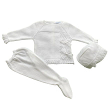 Load image into Gallery viewer, White Knitted Baby Girls 3 Piece Set