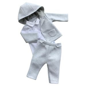 Pale Grey Cotton Jersey Hooded Trouser Set