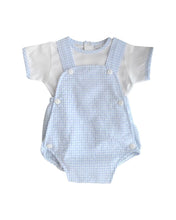 Load image into Gallery viewer, Blue &amp; White Cotton Dungaree Set