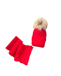 Red 2-Piece Knitted Hat, Scarf set