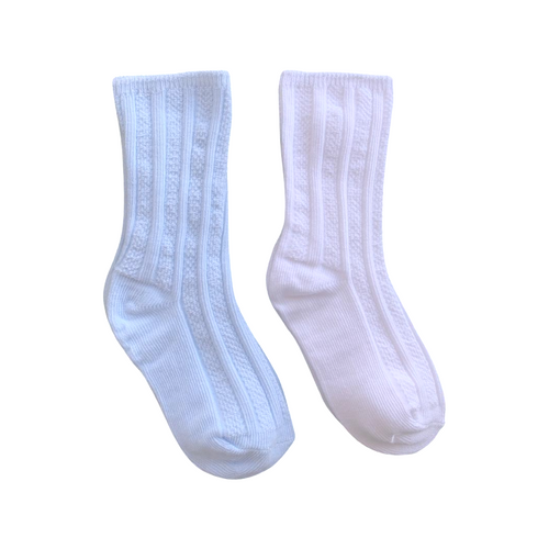2 Pack Baby Socks White & Blue