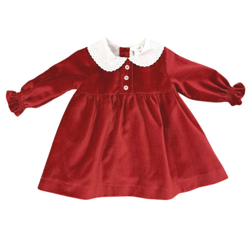 Girls Red Velvet Dress