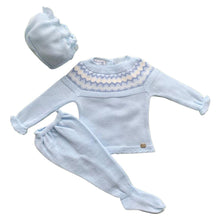 Load image into Gallery viewer, Blue and White Knitted 3-Piece Set