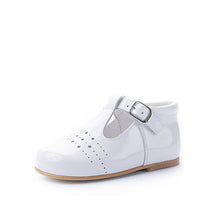 Load image into Gallery viewer, T-Bar Shoe in White Patent shoe