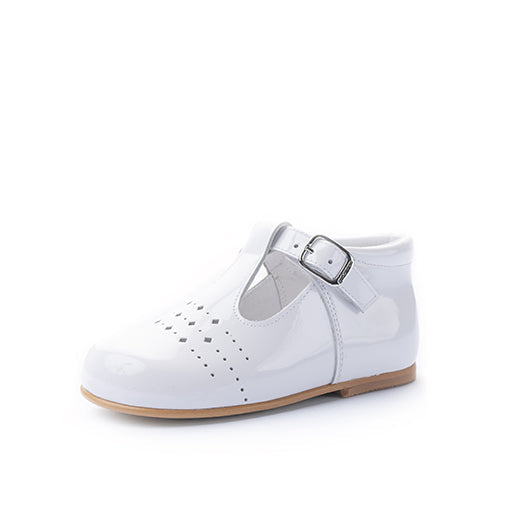 T-Bar Shoe in White Patent shoe
