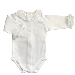 White Cotton Frill Bodysuit - Main Image