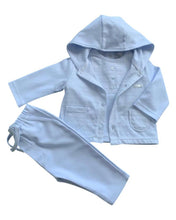 Load image into Gallery viewer, Pale Blue Cotton Jersey 3 Piece Hooded Trouser Set