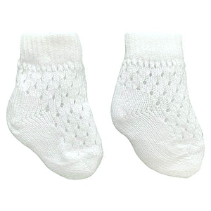 Dotty 2 Pack Crochet Baby Ankle Socks White