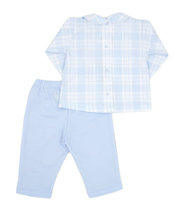 Baby Blue & White Check Top & Trouser