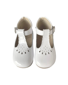 Girls White Patent T-bar Shoe