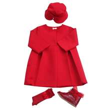 Load image into Gallery viewer, Girls Red Coat &amp; Hat Set