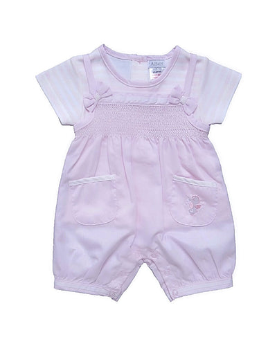 Pink & White Dungaree Set