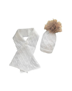 Winter White  2-Piece Knitted Hat, Scarf set