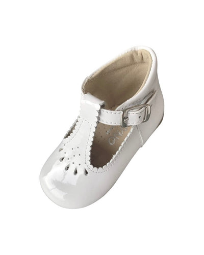 Girls White Patent T-bar Shoe