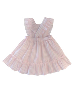 Girls Pink and White Stripped Cotton Dress