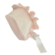 Load image into Gallery viewer, Pink and Ivory Cotton Bonnet