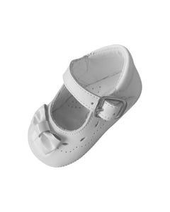 Girls White Patent Pram Shoe