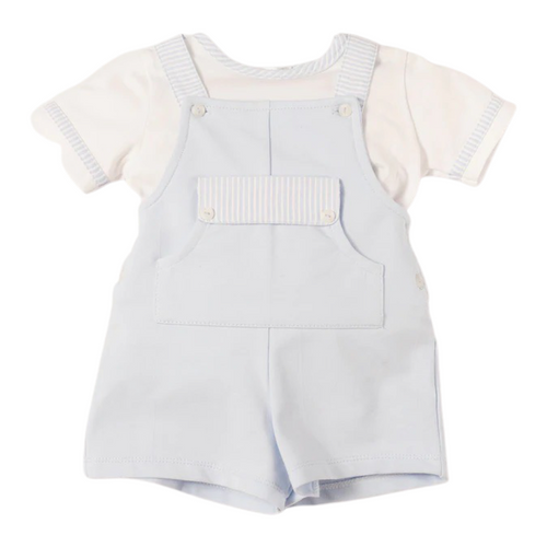 Pale Blue & White Dungaree Set