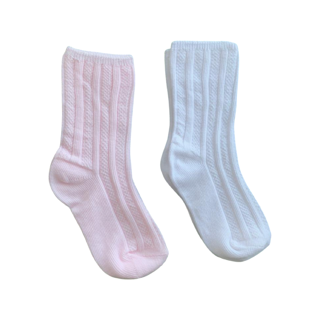 2 Pack Baby Socks White & Pink