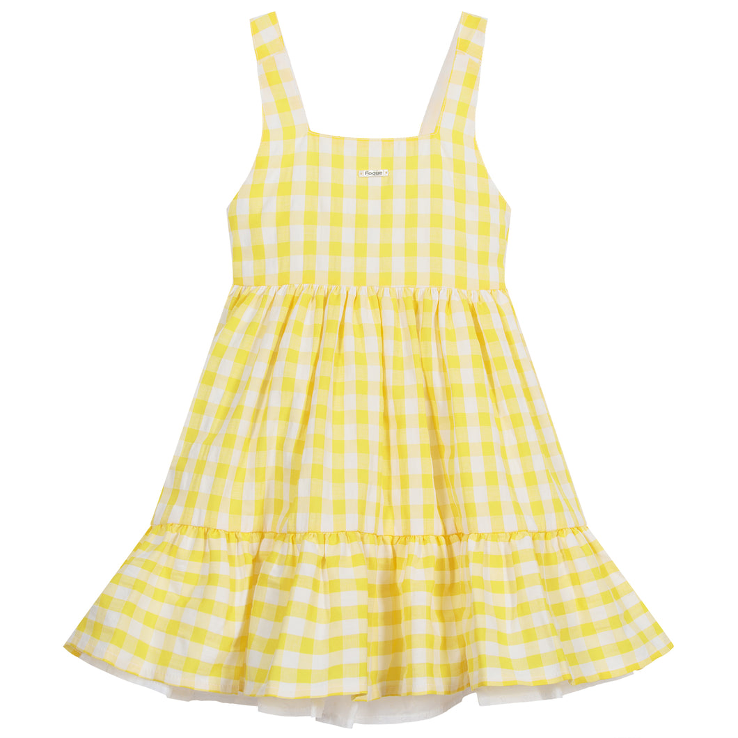 Girls Lemon Gingham Dress