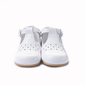 T-Bar Shoe in White Patent shoe