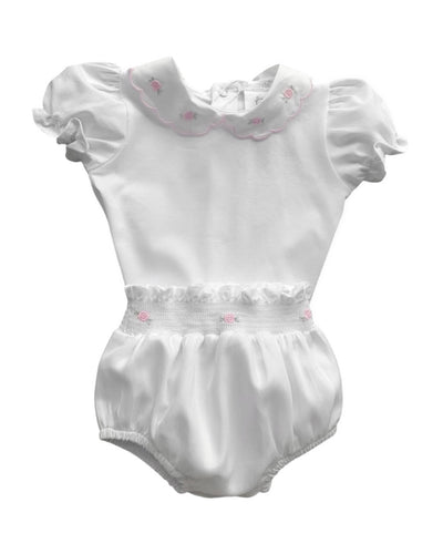 White Smocked Bloomer Set