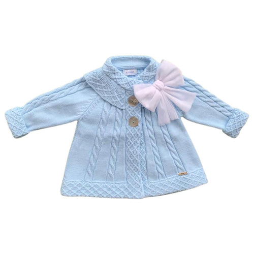 Girls Pale Blue Knitted Coat