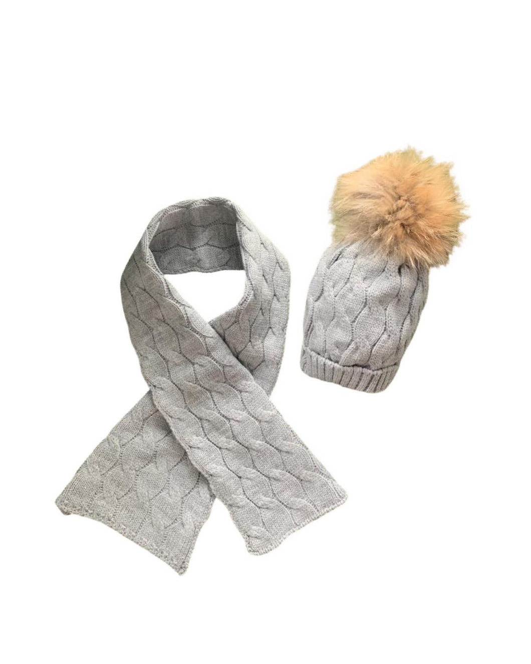Grey 2-Piece Knitted Hat, Scarf set