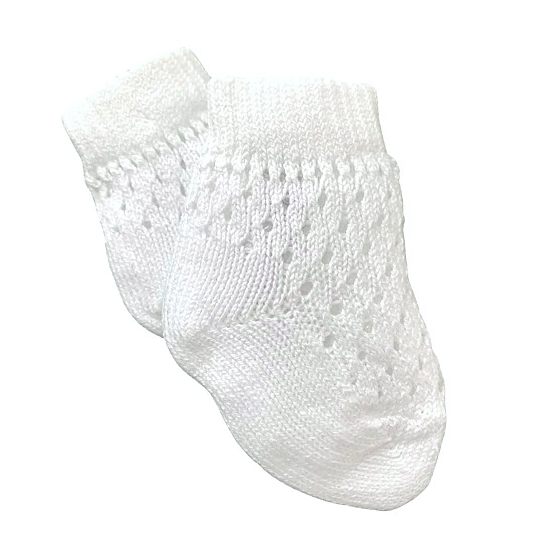 Dotty 2 Pack Crochet Baby Ankle Socks White