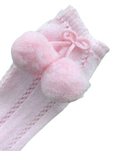Load image into Gallery viewer, Pink knee high pom pom socks